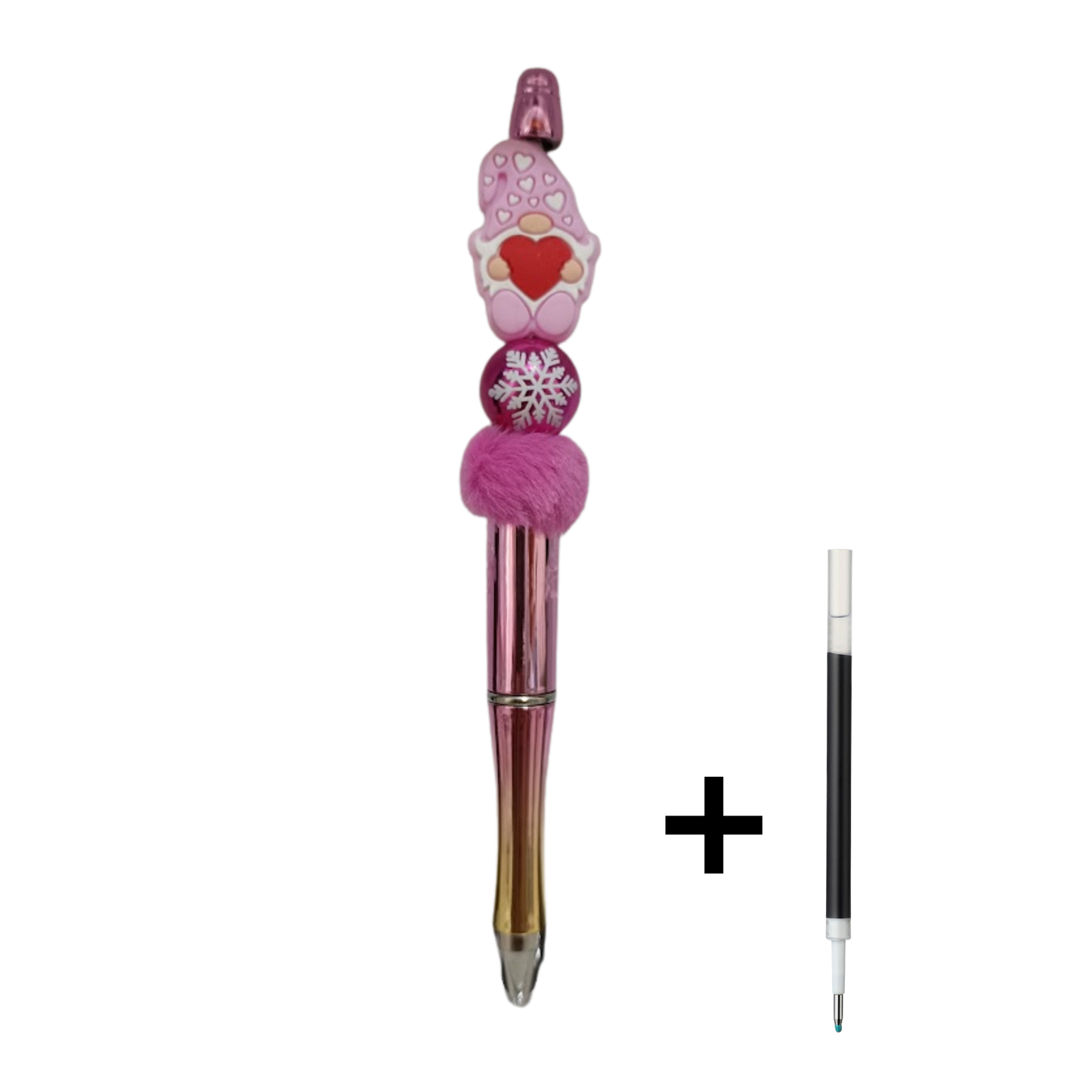 Penna con Gnomo in Rilievo, Palla di Neve e Pompon | Idea Regalo Artigianale