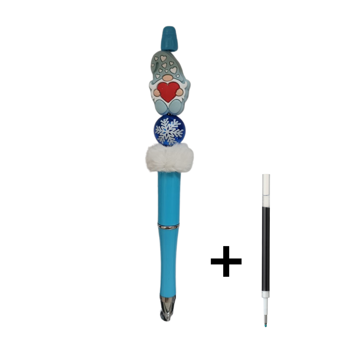 Penna con Gnomo in Rilievo, Palla di Neve e Pompon | Idea Regalo Artigianale