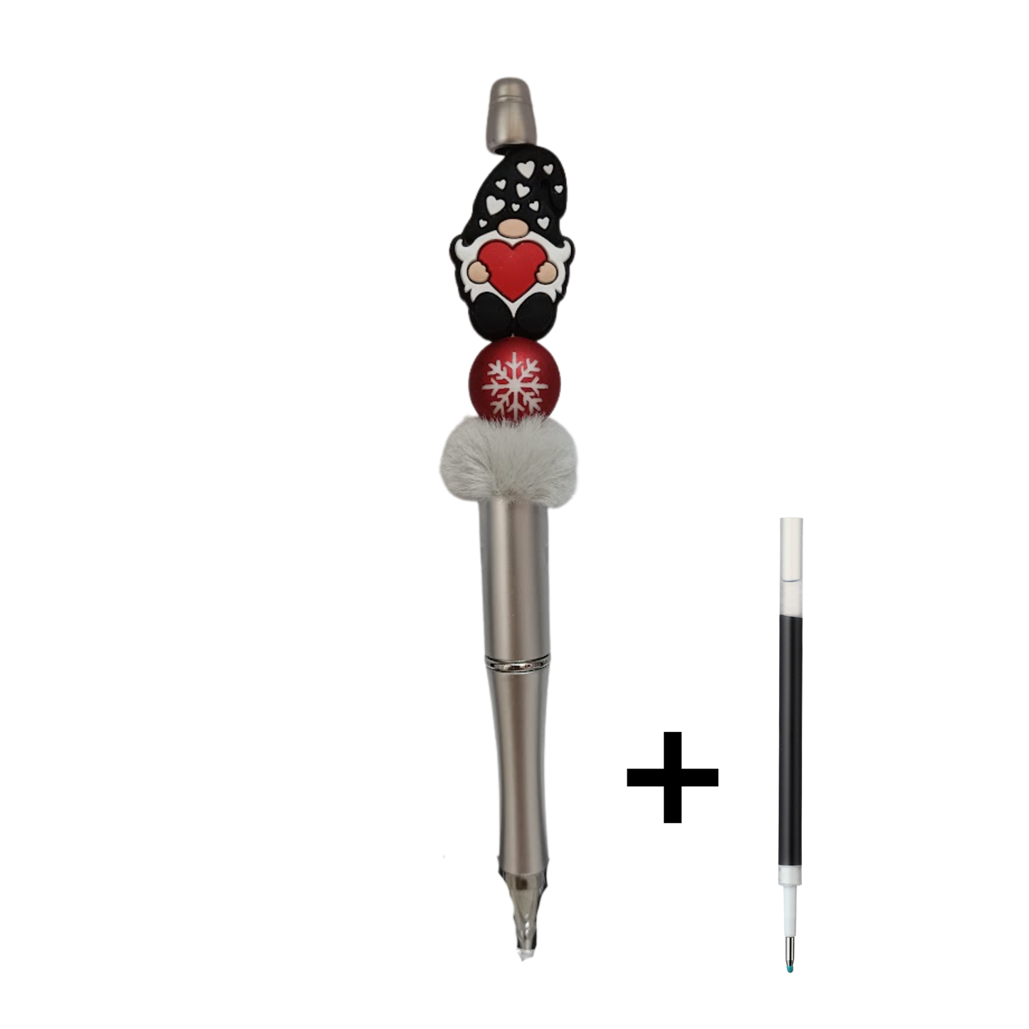 Penna con Gnomo in Rilievo, Palla di Neve e Pompon | Idea Regalo Artigianale