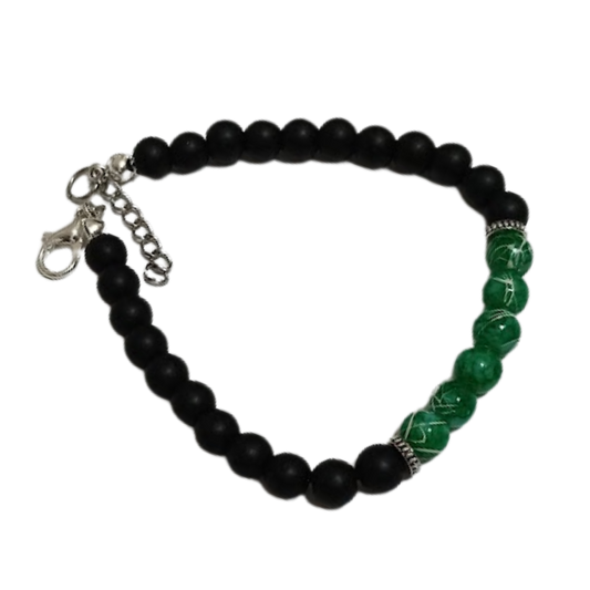 Bracciale con Perle Nere e Pietre Colorate | 2 Varianti Disponibili