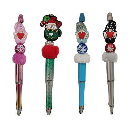Penna con Gnomo in Rilievo, Palla di Neve e Pompon | Idea Regalo Artigianale