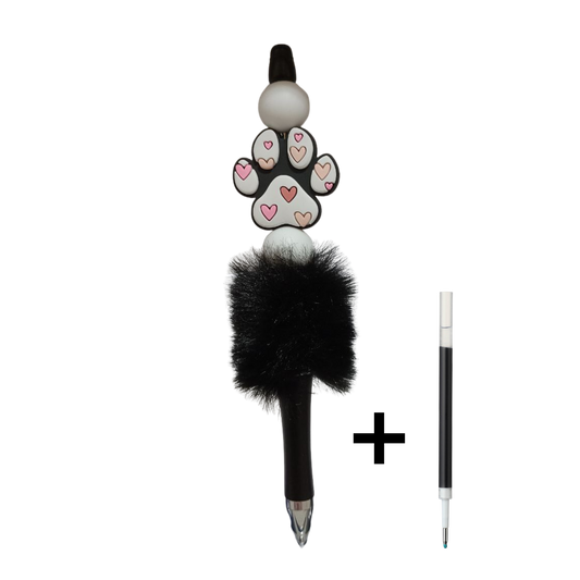 Penna con Zampa di Cane in Rilievo e Pompon | Idea Regalo Artigianale